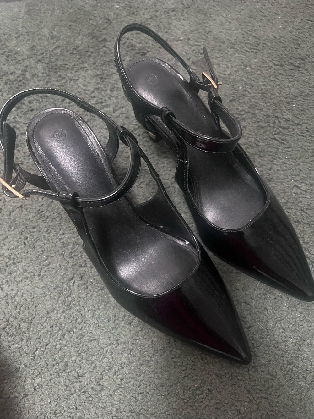 Amazon Black Patent Pointed Slingback Heels